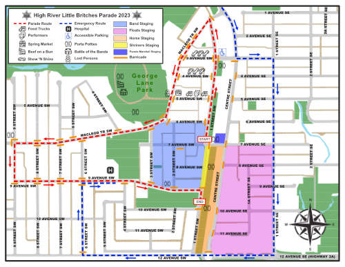 2023 Little Britches Parade map showing route and activity locations